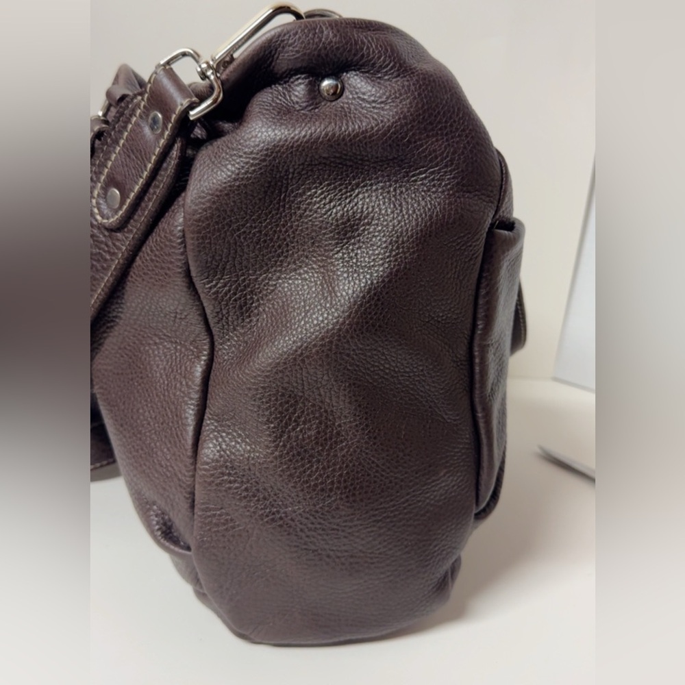 VINTAGE ROOTS VILLAGE TRIBE TOTE HOBO SHOULDER BAG BROWN PEBBLE LEATHER - Picture 8 of 16